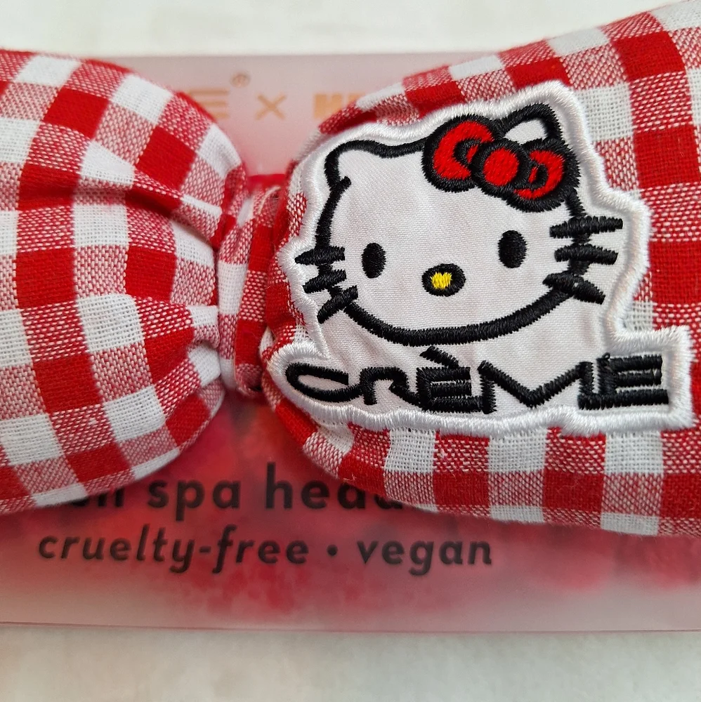 Creme Shop x Hello Kitty RED GINGHAM‎ PLUSH SPA HEADBAND *Limited Edition* - New